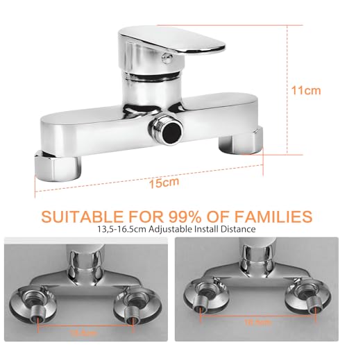 URHELP Duscharmatur, Silber Mischbatterie Dusche, Duschbatterie für Dusche Wandmontage, mit G1/2 Brauseabgang