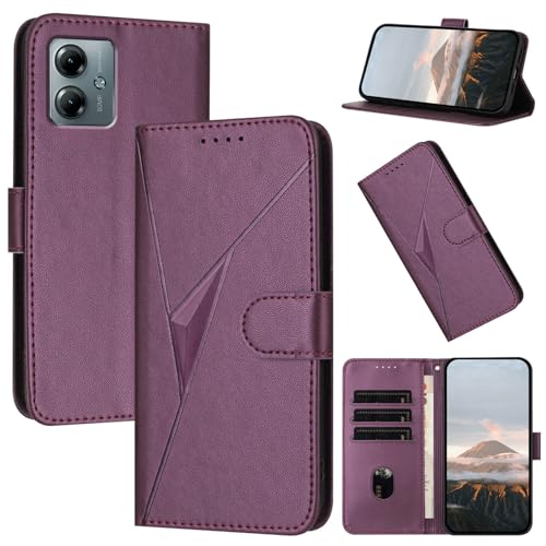 Étui portefeuille Motorola Moto G Power 2025 violet en cuir avec porte-cartes