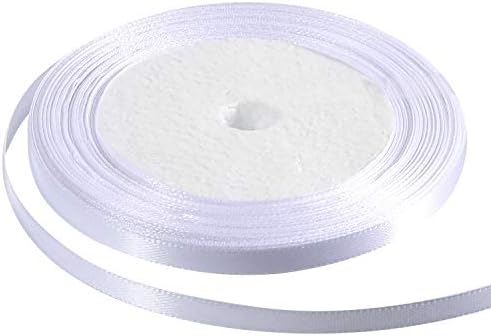 WILLBOND 3 Rolls 75 Yards White Satin Ribbon 1/4 Inch Wide 25 Yards/Roll Valentine's Day Double Face Satin Ribbon for Gift Wrapping, Hair Bow, Sewing and Other Craft Projects (White)