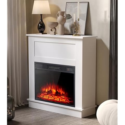 M.C.Haus Electric Fireplace with Mantel Shelf Cover