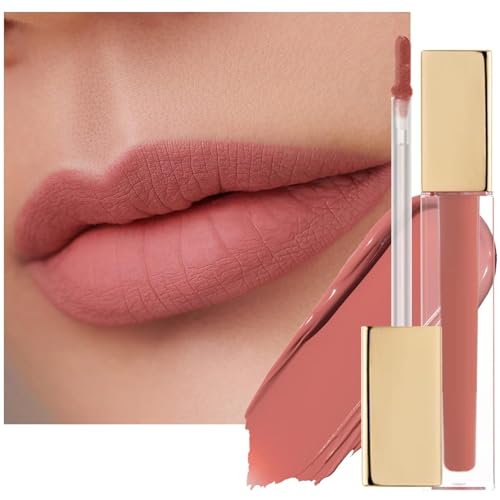 NN Liquid Pink Nude Lipstick, Coral Pink Long Lasting Lip Stain Waterproof No Transfer, Rose Oil High Pigment Color, Vegan & Cruelty-Free, Coral Pink