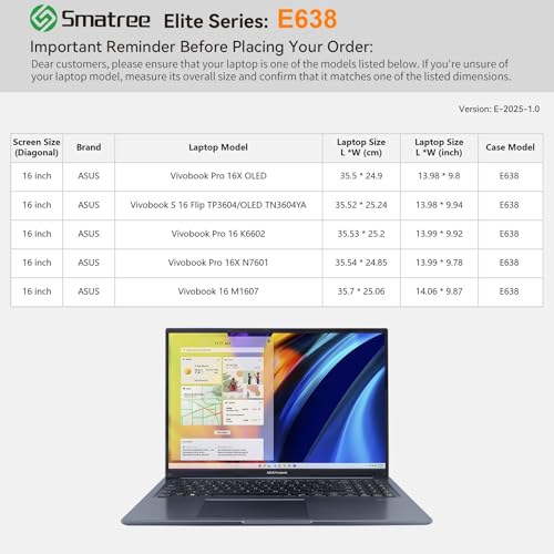 Image of Smatree Laptop Sleeve for 16 inch ASUS Vivobook 16 M1607 /S 16 Flip TP3604 /S 16 Flip OLED TN3604YA, for 16 inch Vivobook Pro 16 K6602 /16X OLED /16X N7601, Case with Pocket, Pink(E638P)