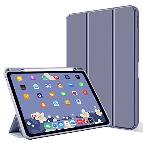 Aoub Case for iPad Pro 12.9 2020 & 2018, Auto Sleep/Wake Slim Lightweight Trifold Stand Smart Cover, Soft TPU Back Case with Pencil Holder for iPad Pro 12.9 inch, Purple