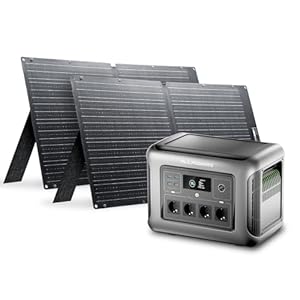 ALLPOWERS R1500 LITE Tragbares Powerstation mit 2x100W Solarpanel, 1056Wh Mobiler Stromspeicher AKKU Solar Generator 1600W (Spitze 3200W) Steckdose für Camping Garten RV Reise Notfall Balkon