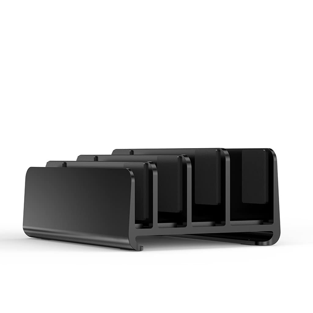 Soporte para computadora portátil contra falta de espacio usando base de soporte vertical negra