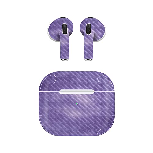 MightySkins Carbon Fiber Skin Compatible with Apple AirPods (3rd Generation) - Purple Airbrush | Protective, Durable Textured Carbon Fiber Finish | Easy to Apply and Change Styles | Made in The USA