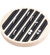 NBEADS Holz Schmuck Display Tablett, 6 Schlitz Ring Ohrring Anzeigen Speicher Halter Schwarz Lede...