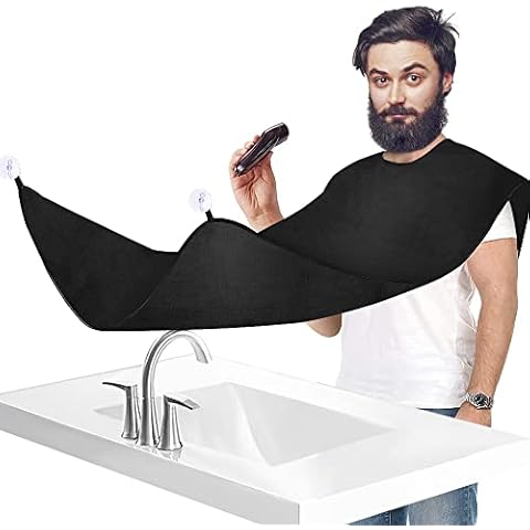 Accessotech Beard Shaving Bib Facial Hair Apron Shave Cape Stubble Catcher Trimming Cutting Care Sticks to Mirror (Black) Cover
