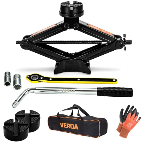 VERDA Scherenwagenheber 2500kg, Wagenheber 110-420 mm + 2X Gummi + Radmutternschlüssel + Ratschenschlüssel + Tasche, vergrößerte Stahlplatte, PKW SUV MPV (SN4575 (110-420 mm)) VERDA Scherenwagenheber 2500kg, Wagenheber 110-420 mm + 2X Gummi + Radmutternschlüssel + Ratschenschlüssel + Tasche, vergrößerte Stahlplatte, PKW SUV MPV (SN4575 (110-420 mm))