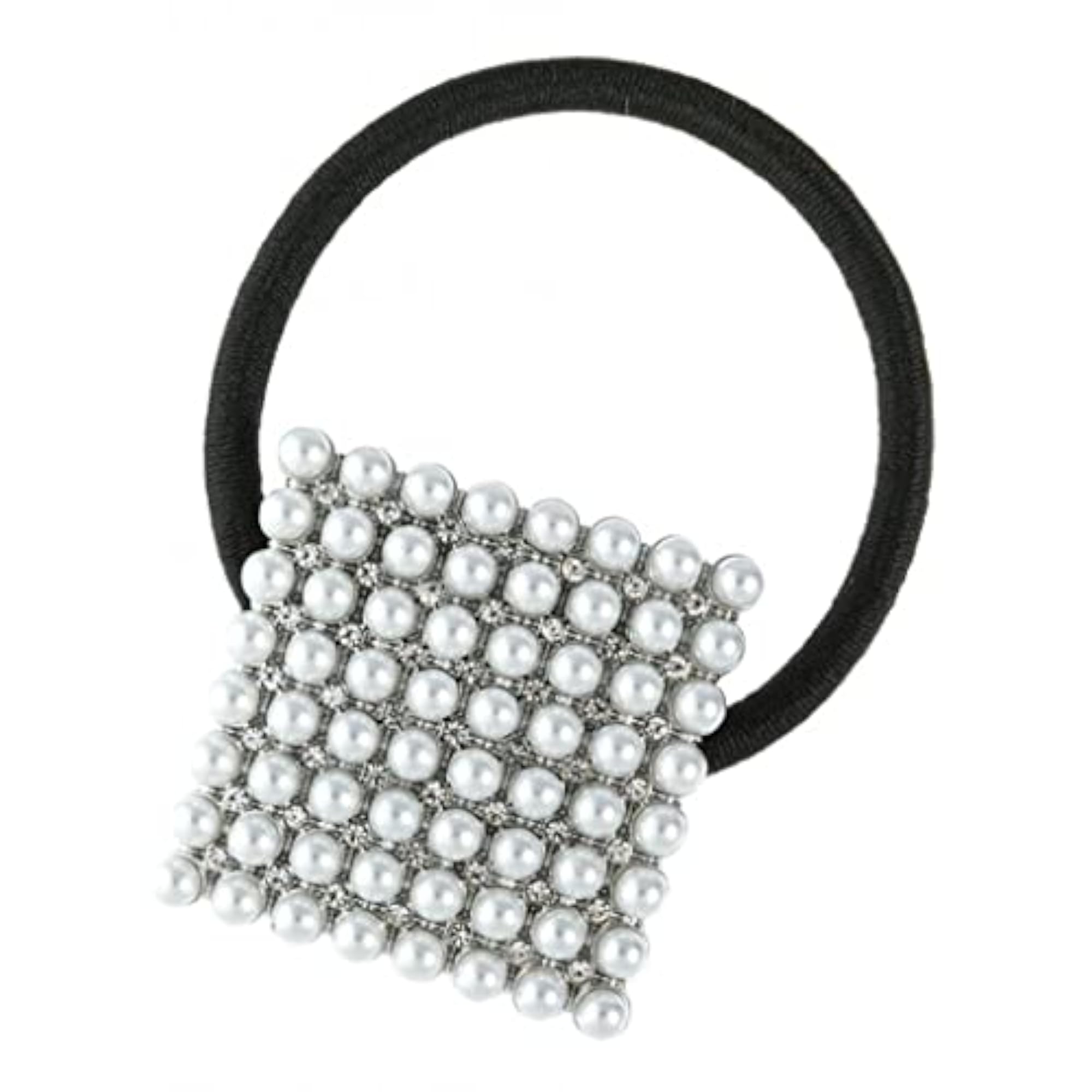 Pearl Elastic Hair Ties Band, Silver