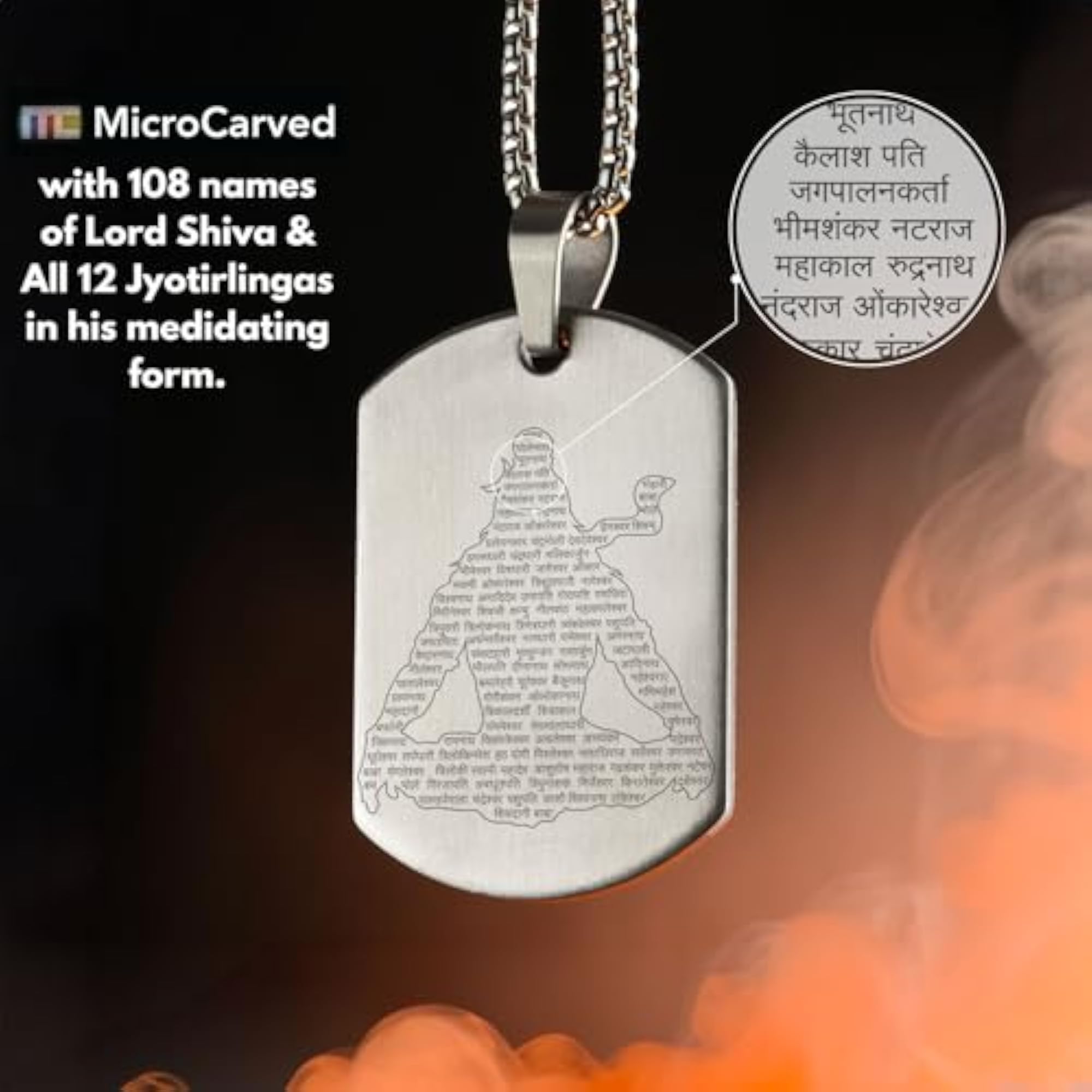 Men's Mahadev Jyotirling Tag Stainless Steel Necklace
