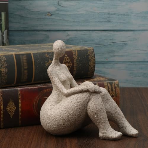 Semeid Elegant Modern Abstract Art Fat Woman Figurine Statue- Unique Sandstone Resin Fat Lady Sculpture for Stylish Home and Office Decor, Charming Collectible Ornament
