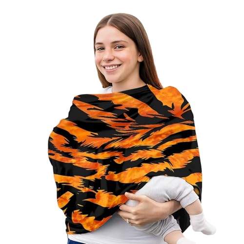 Image of Forchrinse Tiger Stripes Baby Car Seat Canopy for Boys Girls Car Seat Cover Soft Nursing Breastfeeding Cover for Mom