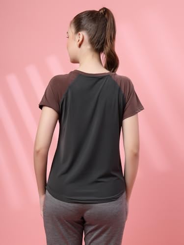Image of UZARUS Women's V-Neck Regular Fit Gym T-Shirt | Soft Lightweight & Stretchable Fabric | Activewear Top for Workout Yoga Running Exercise Casual Wear