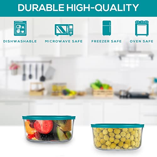 Klareware Glass Food Storage Containers Stackable Meal Prep Lunch Bento Or Leftover Salad Bowls 4 Piece Dish W Bpa Free Lids (1 Cup - 4 Pack, Turquoise) #TOP3