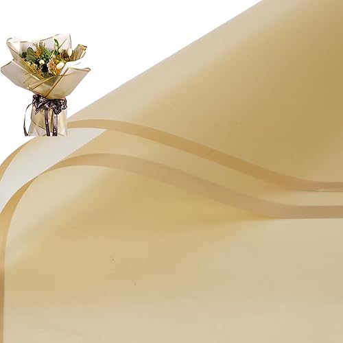 20 piezas de papel de regalo de flores con borde dorado, papel de regalo impermeable para ramo de San Valentín, 23 x 23 pulgadas, utilizado para