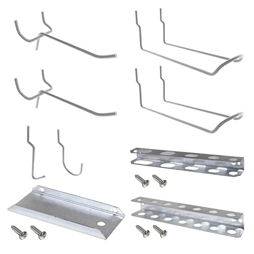 Simon Rack Surtido de Ganchos de Tablero, Accesorios Panel Perforado, 3 Piezas, 6 Ganchos, Acero Galvanizado