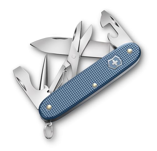 Victorinox Pioneer X Alox Limited Edition 2026 Couteau de poche 9 fonctions moyen fabriqué en Suisse avec ciseaux Coffret cadeau Bleu glacial