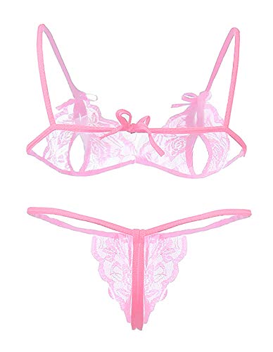 Image of Xs and Os Lace Bra Panty Peek-A-Boo Lingerie Set