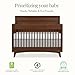 Evolur Loft Antilia Mid-Century 4-in-1 Crib in Walnut, Greenguard Gold & JPMA Certified, Baby Crib Converts to Toddler Bed, Daybed & Full Bed