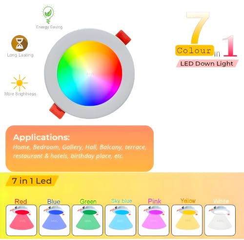 Image of 10W 7 in 1 Multicolor LED Ceiling Down Light | Round Concealed Ceiling Light Pack of 8