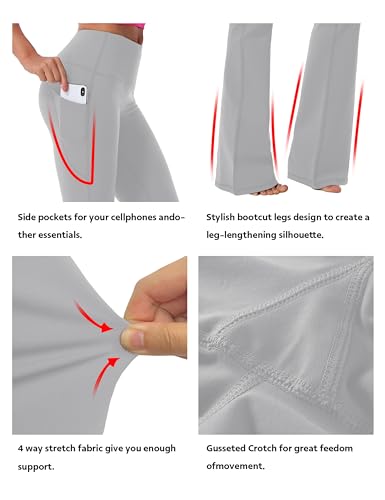 Image of BUBBLELIME 29 inch /31 inch /33 inch /35 inch /37 inch Women High Waist Bootlegs Yoga Pants Tummy Control Bootcut Workout Flared Out Pockets