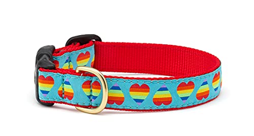 Up Country Rainbow Hearts Dog Collar, Small (9 to 15 inches) 5/8 inch Narrow Width