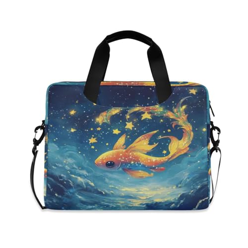 Funda de laptop portátil cruzada con asa y correa 15.6" azul miniatura 1