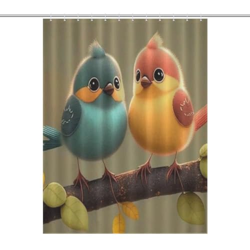 Rideau de douche oiseau en polyester lavable contre les moisissures
