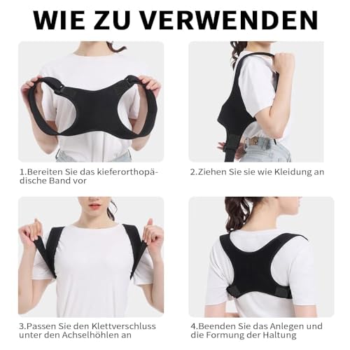 Rücken Geradehalter,Rückenstützgürtel,Haltungskorrektur Herren Damen,Verstellbare Atmungsaktive,Rückenstütze,Rückenstabilisator,Haltungstrainer,Back Posture Corrector für Schulter Nacken Rückenstütze