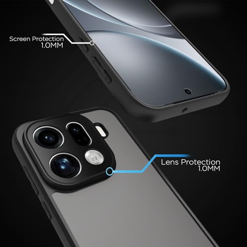 Image of RIGGEAR Shockproof Sleek Hybrid Armor Back Cover Case for Oppo Find X9 Pro 5G (Smoke Black Matte PC + Black TPU Bumper)