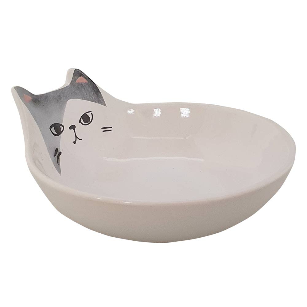 Nobby Kato Cat Ceramic Bowl, White, Diameter 12 x 5.5 cm, 0.15 L, Pack of 1