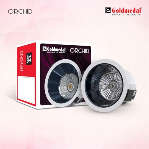 Image of Goldmedal Orchid 12W White COB Round LED Spotlight |Compact Design Ceiling Light for Cabinets & Wardrobes | with 38 Beam Angle | Spotlight for Home & Display | Energy-Efficient |Warm White(3000K)