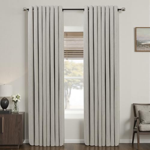Mrs.Naturall Taupe Grommet Linen Blackout Curtains 52x90 Inches Long