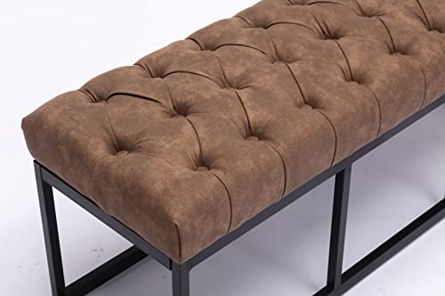 Estgc Upholstered Tufted Long Bench With Metal Leg,End Of Bed Bench For Bedroom,Entry Way Bench. #TOP2