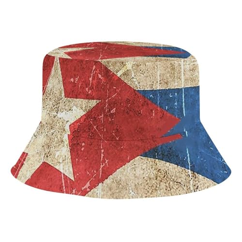 Vintage Aged and Scratched Cuban FlagChildren's Bucket Hat for Boys and Girls, Breathable Summer Beach Hat54cm