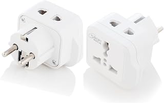 Hiplasst® Type E/F Schuko Converter Plug (Pack of 2) for Europe, France, Germany – Dual Universal Socket | 3-Pin + 2-Pin M... Price In India