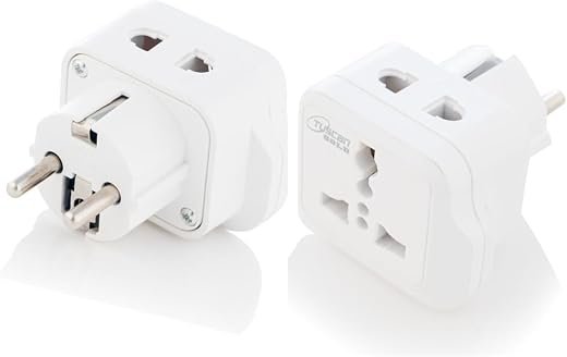 Hiplasst® Type E/F Schuko Converter Plug (Pack of 2) for Europe, France, Germany – Dual Universal Socket | 3-Pin + 2-Pin M...