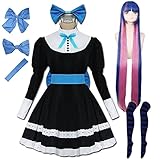 Lmetsky Stocking Anarchy Coatume Outfit Stocking Anarchy Cosplay Dress Black Maid Uniform with Headwear Halloween Christmas