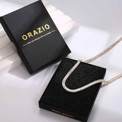ORAZIO Gold Necklaces for Women,Layered Gold Necklaces Non Tarnish,14K Gold Plated Dainty Gold Necklace Stack,Cuban Link Paperclip Chain Toggle Clasp Necklace Fashion Waterproof Gold Jewelry for Women4