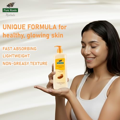 Image of Pure Roots 400ml Each Cocoa Butter & Almond Honey Body Lotion Combo Pack of 2 | Nourishing & Hydrating for Men & Women | Fast Absorbing, Non-Sticky Lotion for All Skin Types - Total 800ml