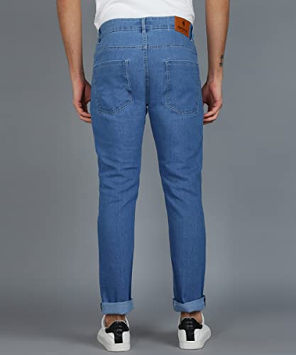 Image of Men's Light Blue Regular Fit Solid Jeans Stretchable
