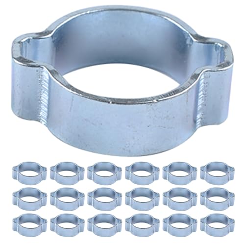 Beaupretty 20pcs Double Ear Hose Clamps Zinc-plated Steel 15-18mm Pipe Clamp Fasteners for Air and Water Hose Connections in Plumbing and Industrial Use