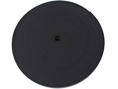 Elastische Schnur 40 Yards 2,5 cm schwarz flach elastisches Band schwer Stretch hohe Elastizität Strickband für DIY Nähen Handwerk Tagesdecke (schwarz, 25 mm)