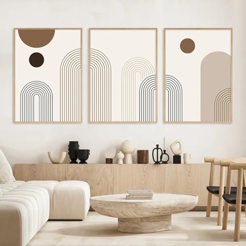 Panneaux mur art abstrait pour habiller un mur vide : 3 toiles encadrées 50x60cm