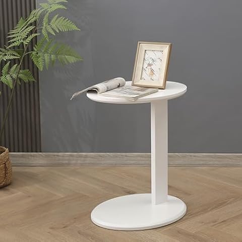 Rejoice Home C-Shaped End Table, White Cover