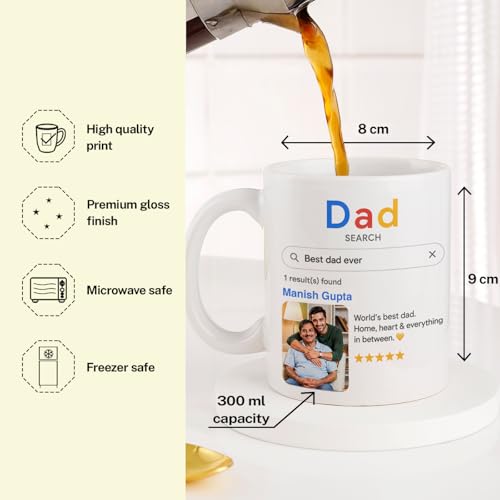 Image of IGP Personalized Dad Ceramic Mug | Same Day Delivery | Custom Photo & Name | Search Engine Theme Design | Tea & Coffee Cup | High Gloss Finish | Father's Day Present for Dad