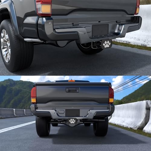 Dog Paw Print Hitch Cover for 2 Inch Receivers(with 5/8-Inch Pin Diameter Trailer Hitch Lock)