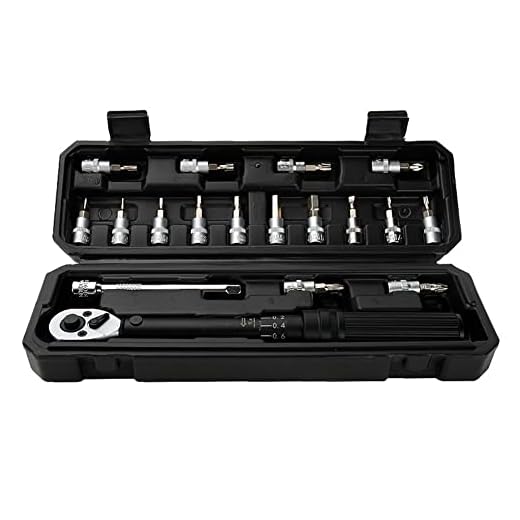 Chusui 2-20Nm 1/4 Polegada 18PCS Dual Scable Torquímetro Conjunto Predefinido Torquímetro Bits Conjunto Torquímetro Ajustável para Reparação de Carro de Bicicleta Doméstica com Caixa de QL