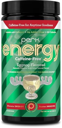 Perk Energy Original Caffeine-Free Eggnog (20 Servings) - Gluten Free, Soy Free, Peanut Free